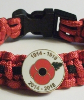 WW1 Centenary Poppy Red and Black Paracord Wristba